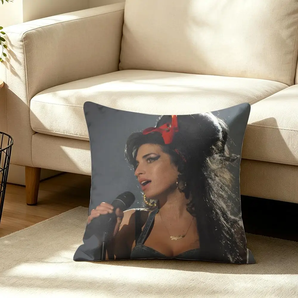 British Singer A-Amy Winehouse Cushion Cover Wrinkle-Resistant Short Plush Pillow Case Breathable Machine-Washable