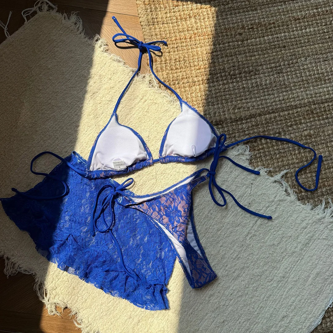 3-teiliges Set mit Rock, Neckholder-Bikini, Spitze, Damen-Badeanzug, Damen-Bademode, gepolsterter Badeanzug, Badebekleidung, Schwimmbikini V6818 – Detail 20