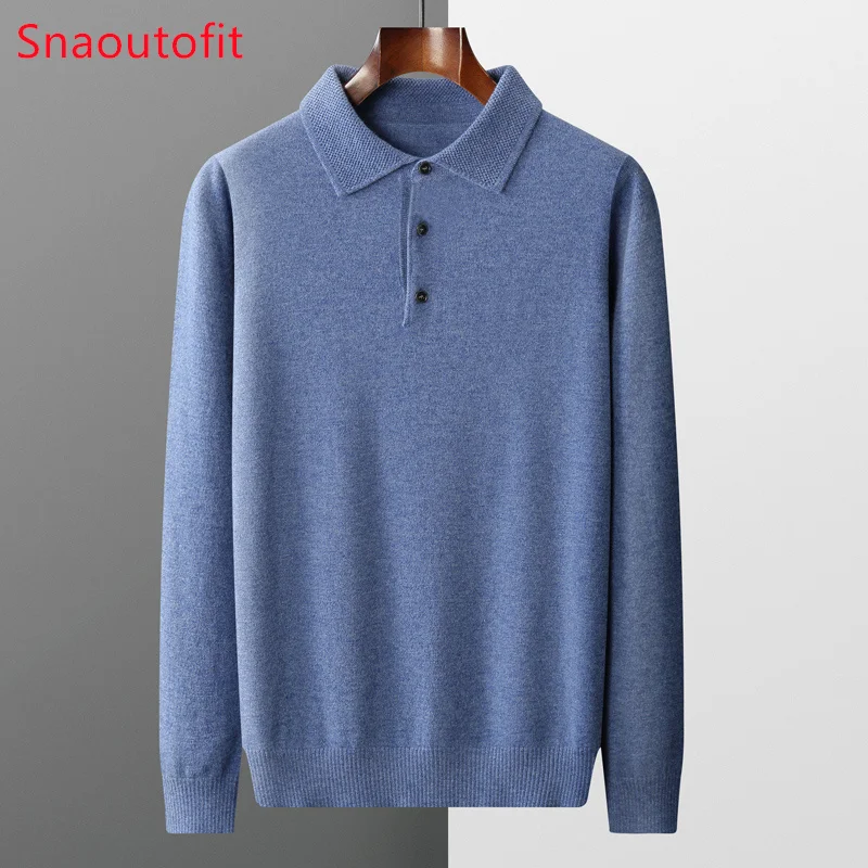 Pull tricoté en laine pour homme, POLO, col semi-ouvert, manches longues, mode décontracté, vêtements de qualité supérieure, printemps et automne