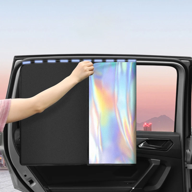 1PC Double-sided Thicken Car Sunshade Cover Side Window Magnetic Curtain Auto Sunscreen Heat Insulation Anti-UV Cover image 2