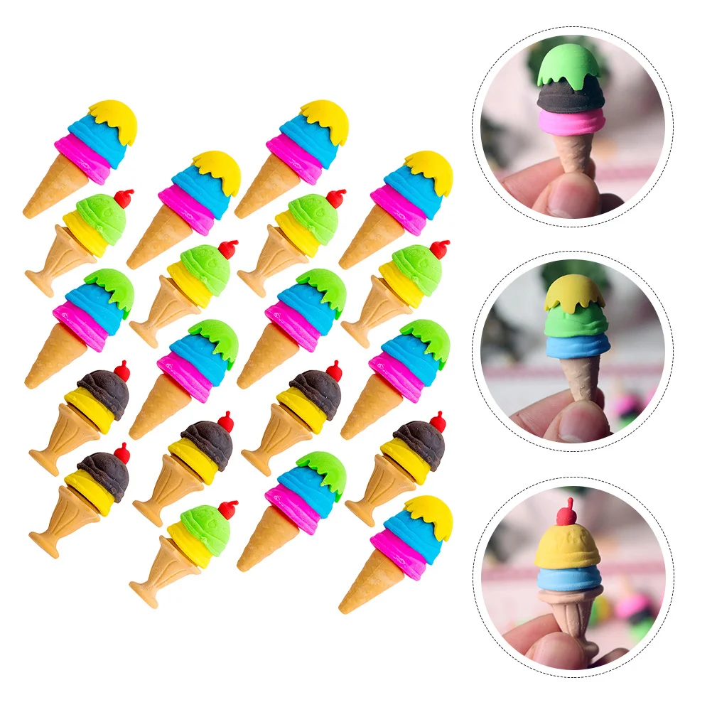 

30 Pcs Cartoon Eraser Dry Mini Erasers Pink Animal Ice Cream Toy Shaped Decorative Dessert Student Students Pencil Decorate