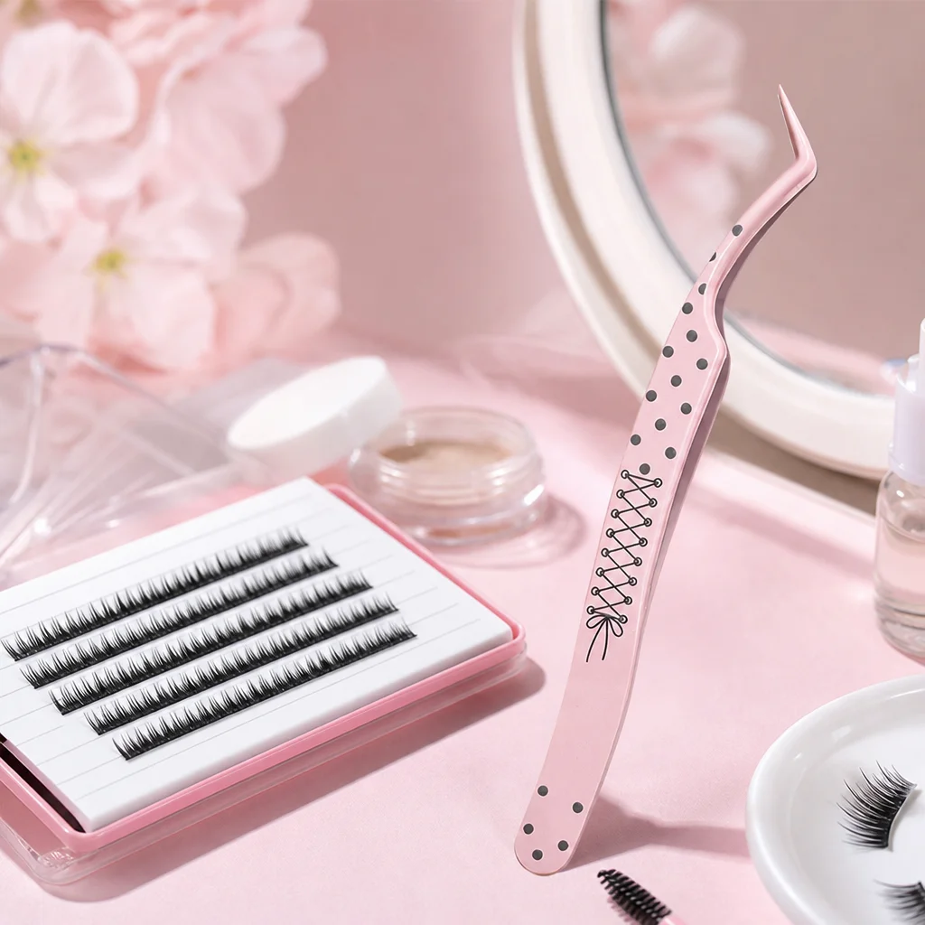 Stainless Steel Angled Tweezers 304 Anti Stick Lash Extension Tool Precision Curved Tip For False Eyelash