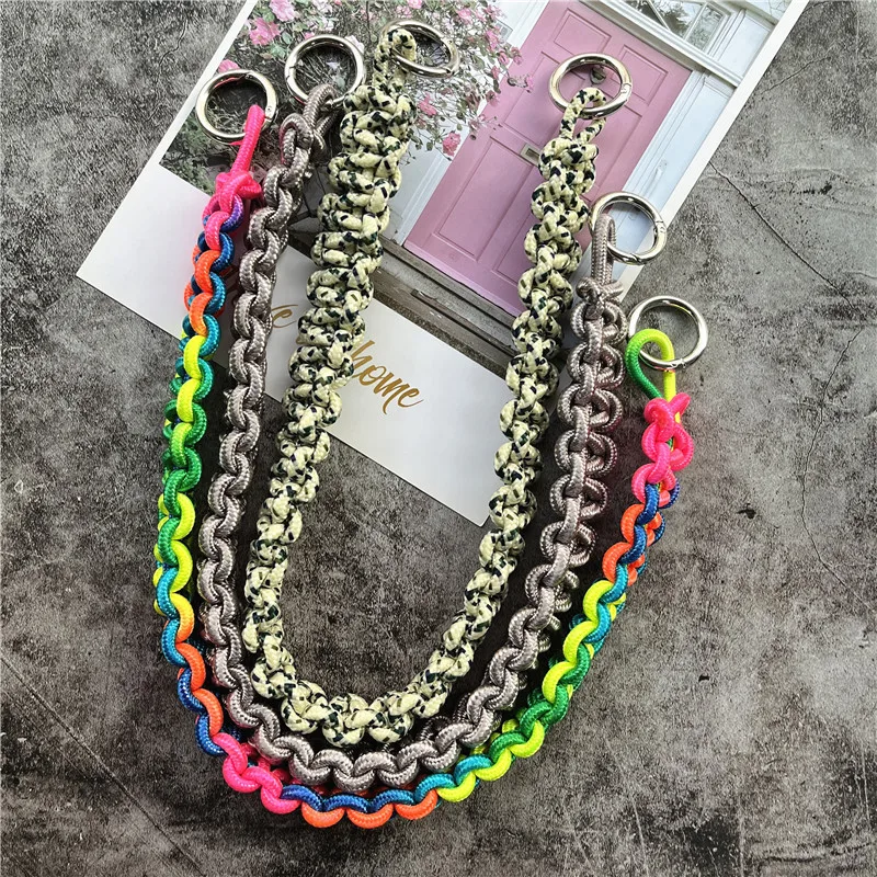 Shoulder Strap Widen Lanyard Metal Keyring Cord to Hang the Mobile Phone Accessories Braided Bag Strap Trouser Decoration