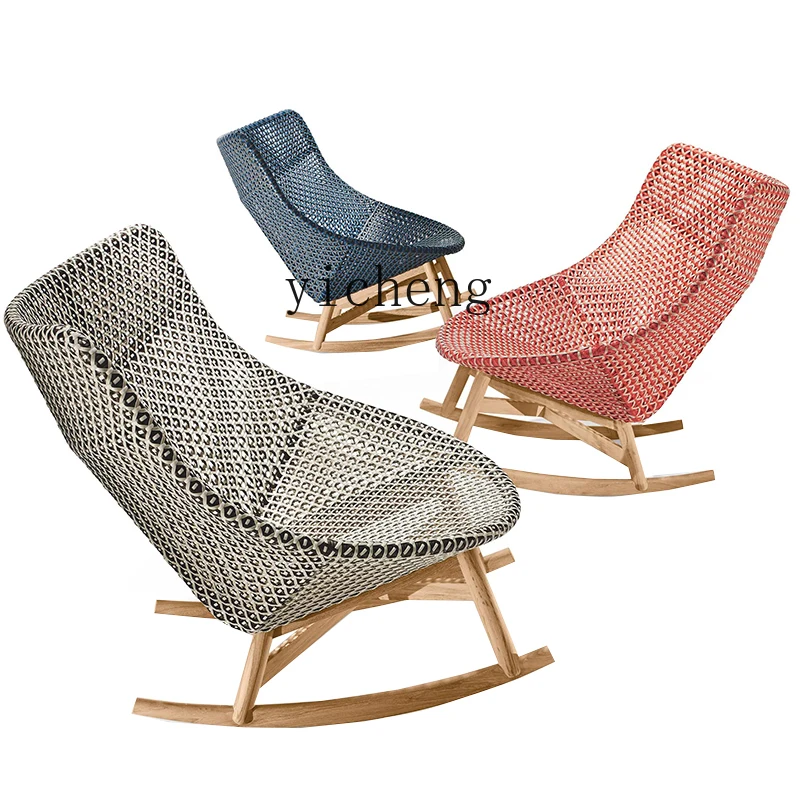 FZ Outdoor Sofa Garden Furniture Balcony Rattan Chair Single Rocking Chair Rattan Sofa Teak Coffee Table