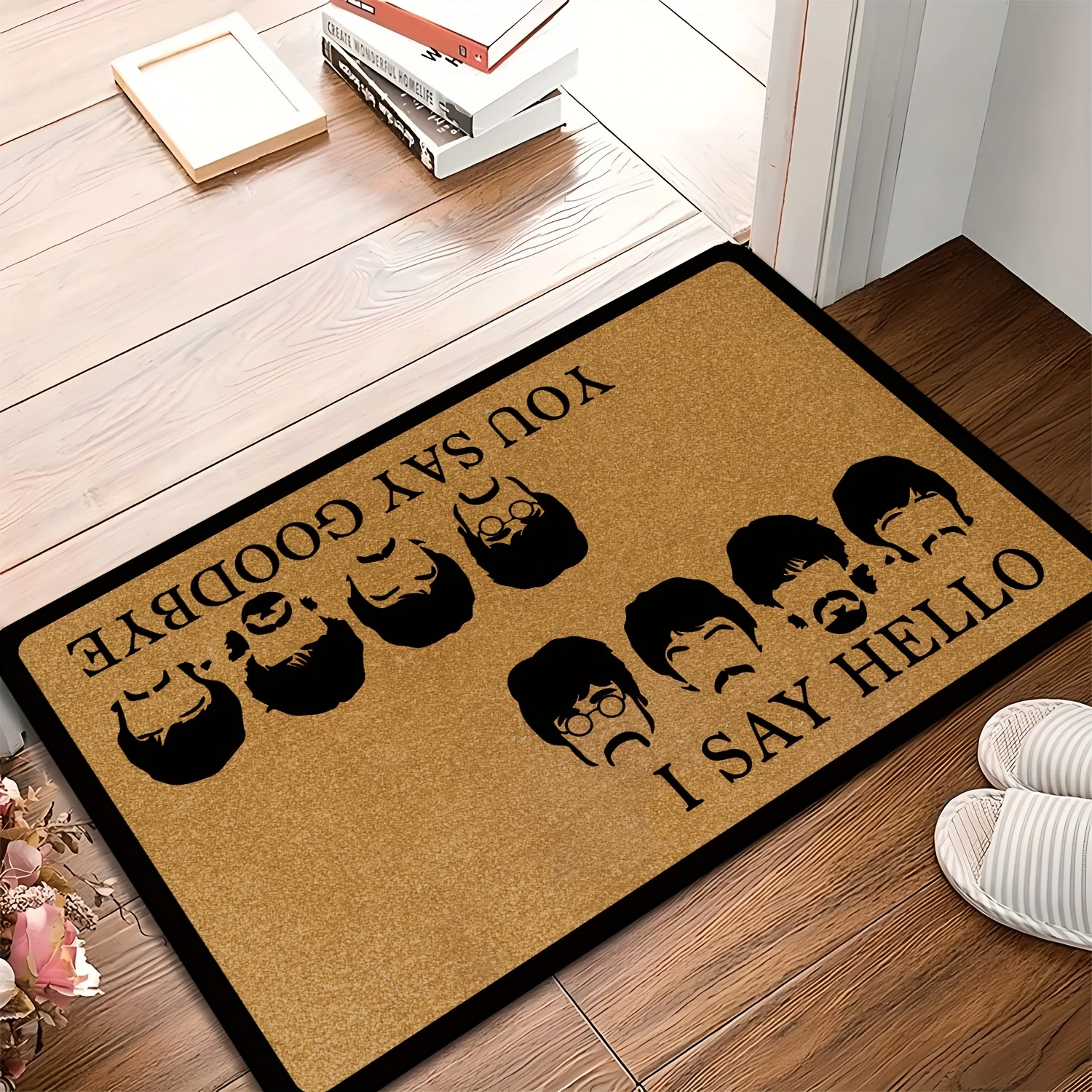 VIKAMA Beatles Retro Rock Doormat Tapis d'entrée antidérapant et absorbant pour intérieur et extérieur, tapis de salle de bain, décoration de la maison