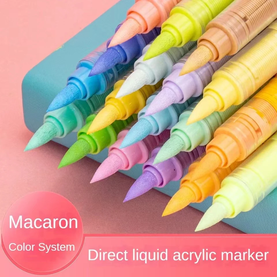 

24 Color Straight Liquid Soft-head Acrylic Marker Pen Opaque Color Stackable Student-specific Watercolor Paint Markers