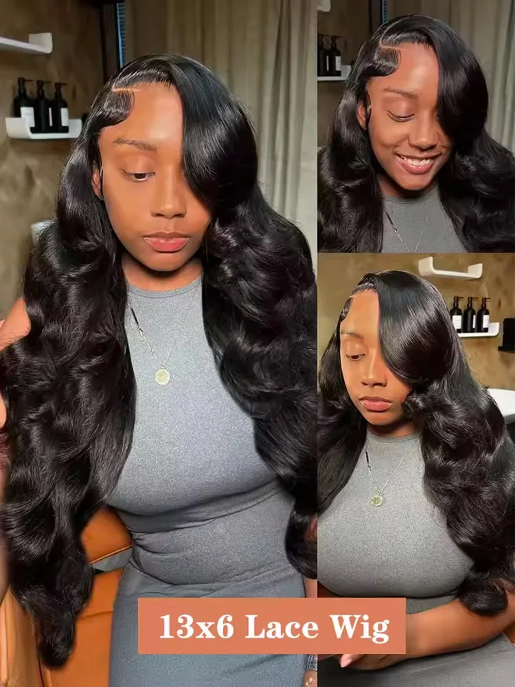 الجسم موجة HD شفافة 13x6 الدانتيل أمامي خصلات الشعر المستعار الإنسان 42 بوصة الطبيعية الأسود موجة المياه الدانتيل شعر مستعار أمامي قطعها مسبقا