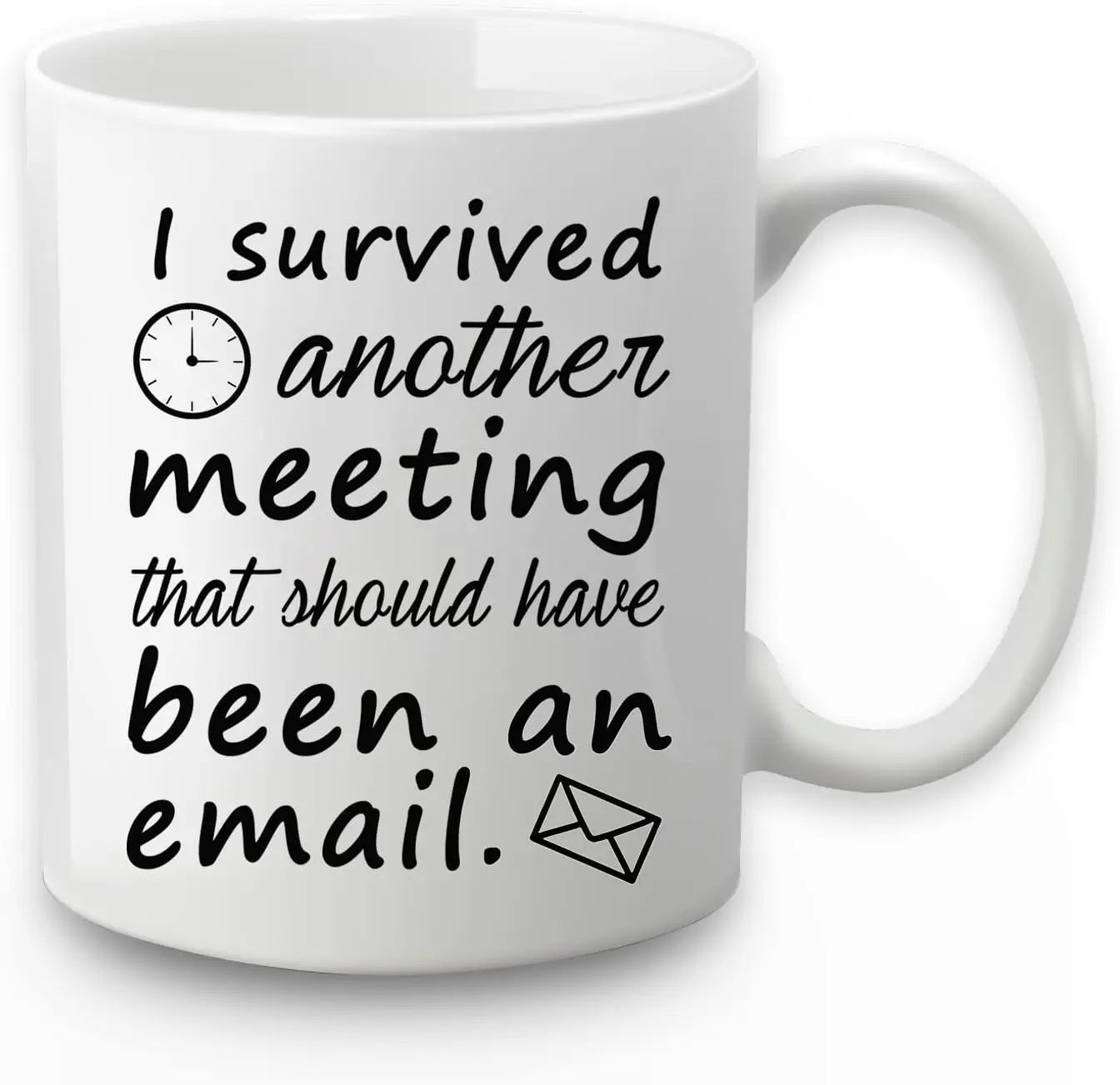 Email Mug I Survived Another Meeting Office Ceramic Tea Cup Fun Coffee Cup Christmas White Elephant Gift 320ml