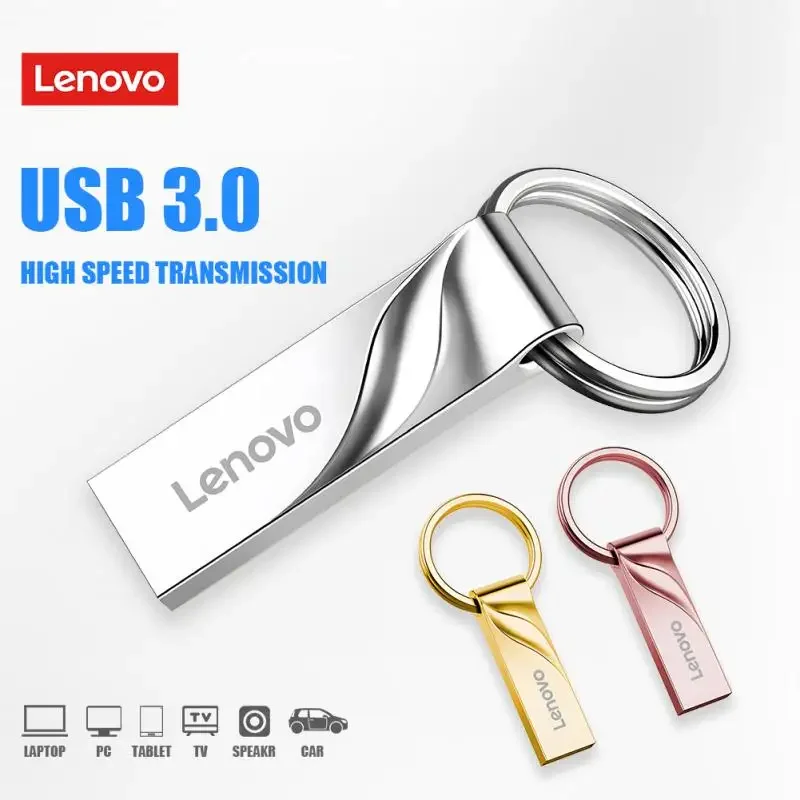 Флэш-накопители Lenovo 2 ТБ USB 3,0, металлическая мини-карта памяти с реальной емкостью, черный жесткий диск, креативный Деловой Подарок, серебристый диск для хранения