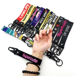 Hot Car keytags Strap keychain JDM Nylon Webbing Strap Keychain Key Chain with Steel Spring Clip Lanyard Accessories