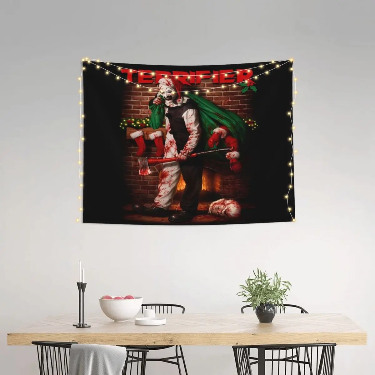 Terrifier 3 Art The Clown Horror Movie Wall Tapestry Decorative Tapestries Poster for Living Room Dorm Wall Hanging Decor