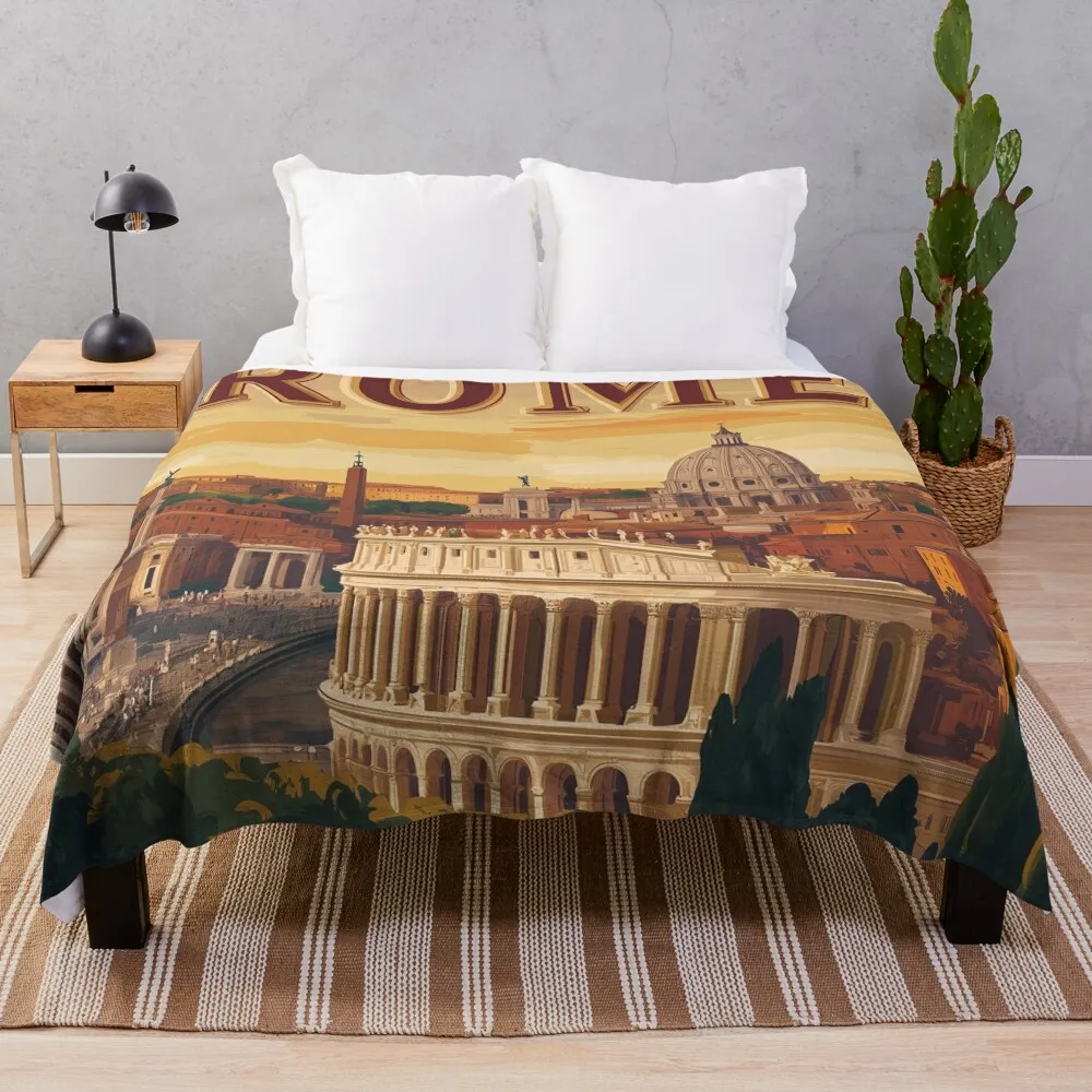 

Rome Cityscape Art – Stunning Wall Decor Celebrating Iconic Roman Architecture & Historic Streets Throw Blanket Plaid Blankets