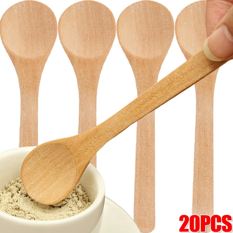 20/1PCS Long Handle Spoon Tea Sugar Jar Wooden Spoons Bamboo Tableware Condiment Coffee Dishes Spoons Household Kitchen Utensils