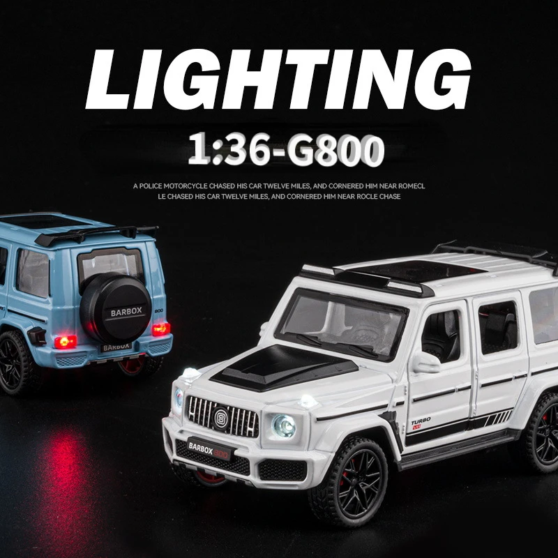 1:36 Mercedes-Benz BRABUS G800 High Simulation Diecast Metal Alloy Model car Sound Light Pull Back Collection Kids Toy Gift