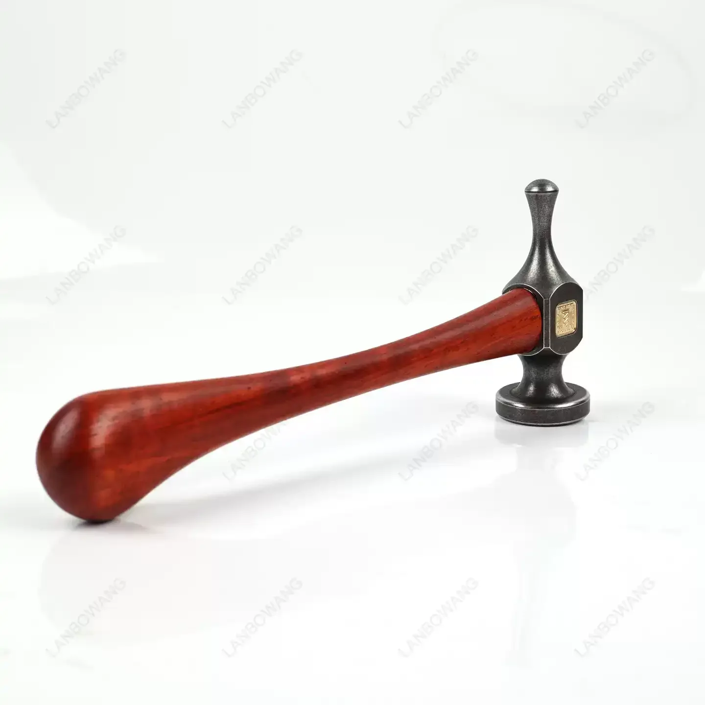 HRC52 55# Carbon Steel Rosewood Handle Leather Stitching Hammer, Gothic Ball Peen Tool for Jewelry Making