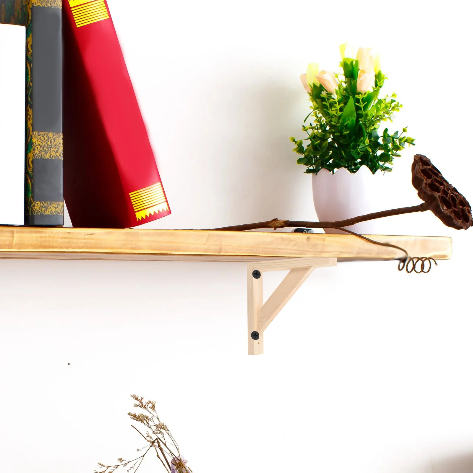 

Solid Wood Triangle Shelf Brackets 18x18cm Durable Floating Wall Mount Heavy Duty Supporting Bracket For Shelves Stable Easy
