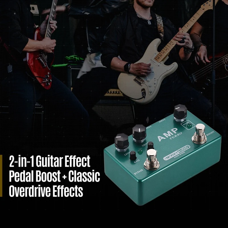 Imagem -03 - Moskyaudio Amp Turbo Boost Overdrive Efeitos Pedal de Guitarra Processadores Metal Shell Pedal Musical com Limpo Booster