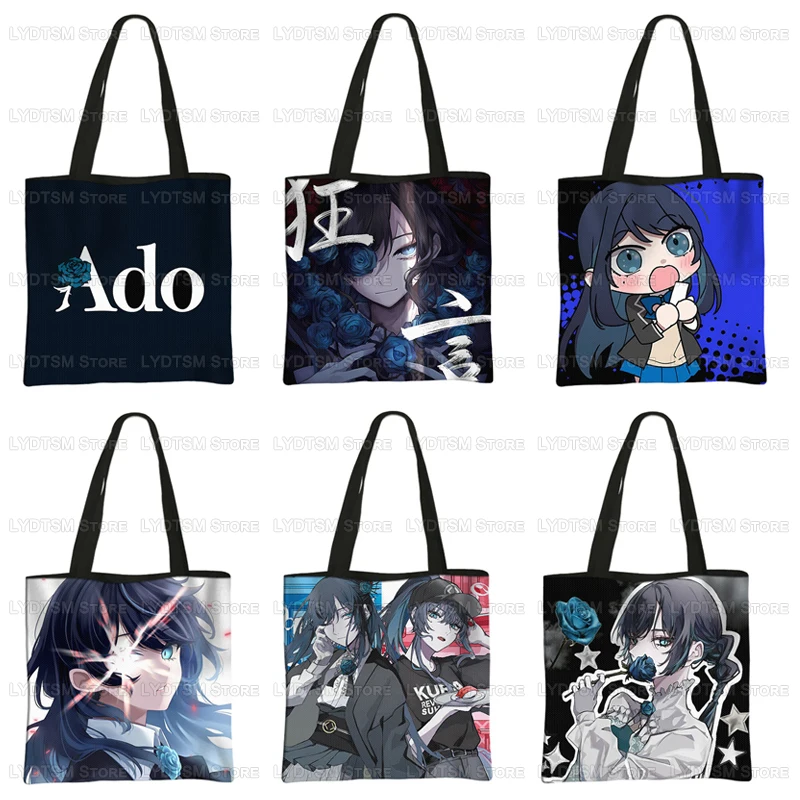 Cantor Ado Wish Tour Casual Totes Hip Hop Mulheres Bolsa Azul Rosa Bolsas de Ombro para Viagem Moda Senhoras Bolsa de Compras