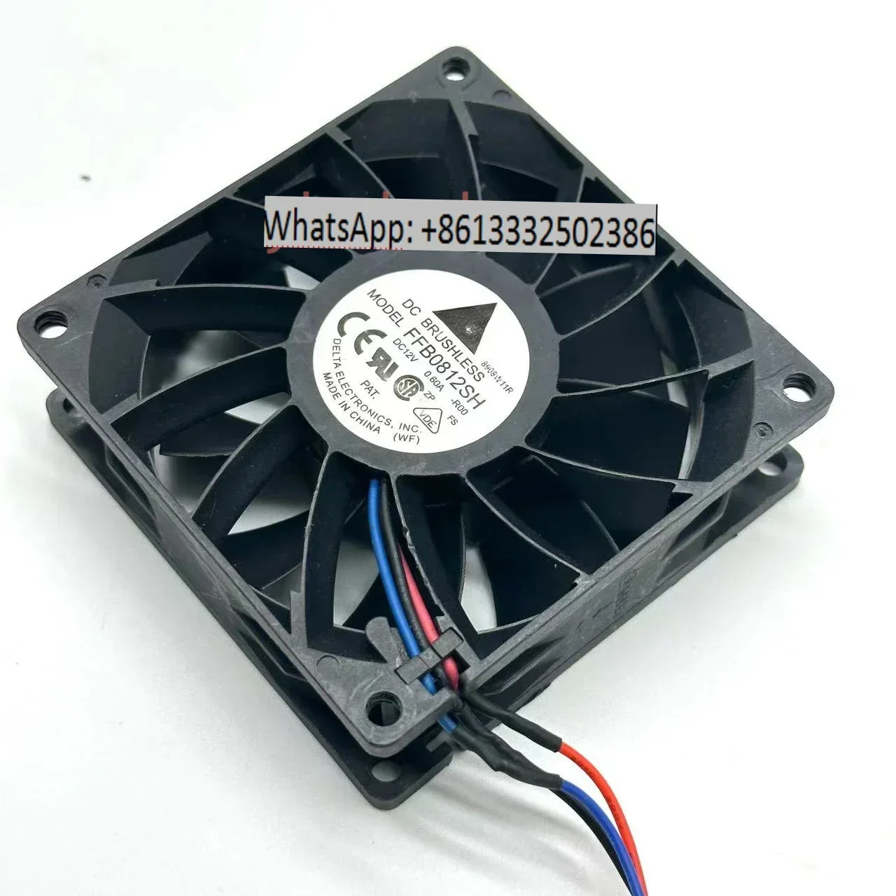 Electronics FFB0812SH R00 DC 12V 0.60A 80x80x25mm 3-Wire Server Cooling Fan