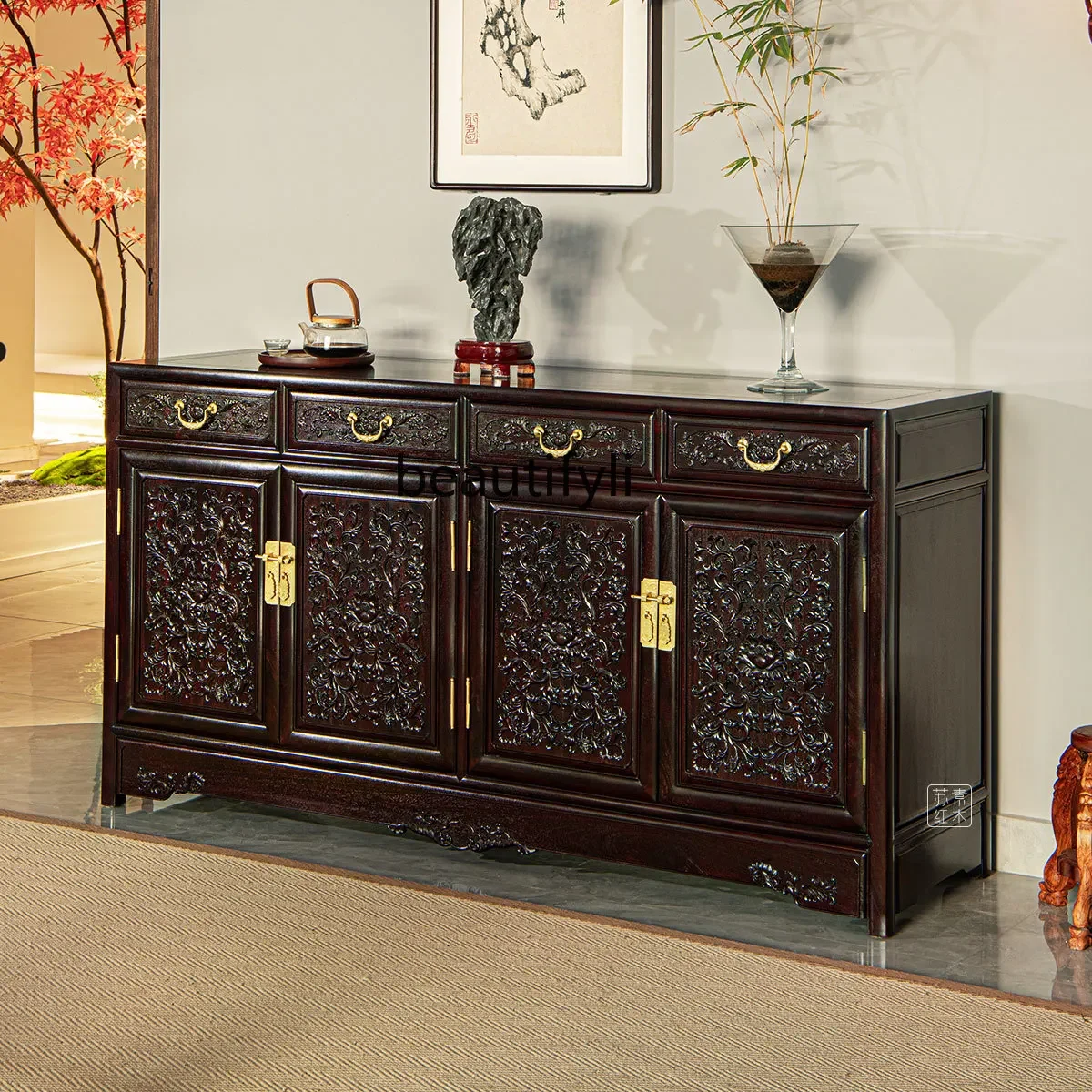 Rosewood Furniture Sideboard Cabinet Rosewood Tea Cabinet Cupboard Household Restaurant Storage