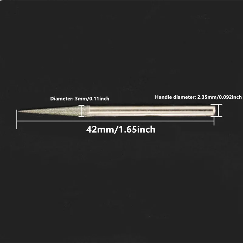 11pcs, 0.5mm-4mm Diamond Grinding Head Needle Bits Burrs Engraving Carving Tool Set, Handle Diameter 2.35mm