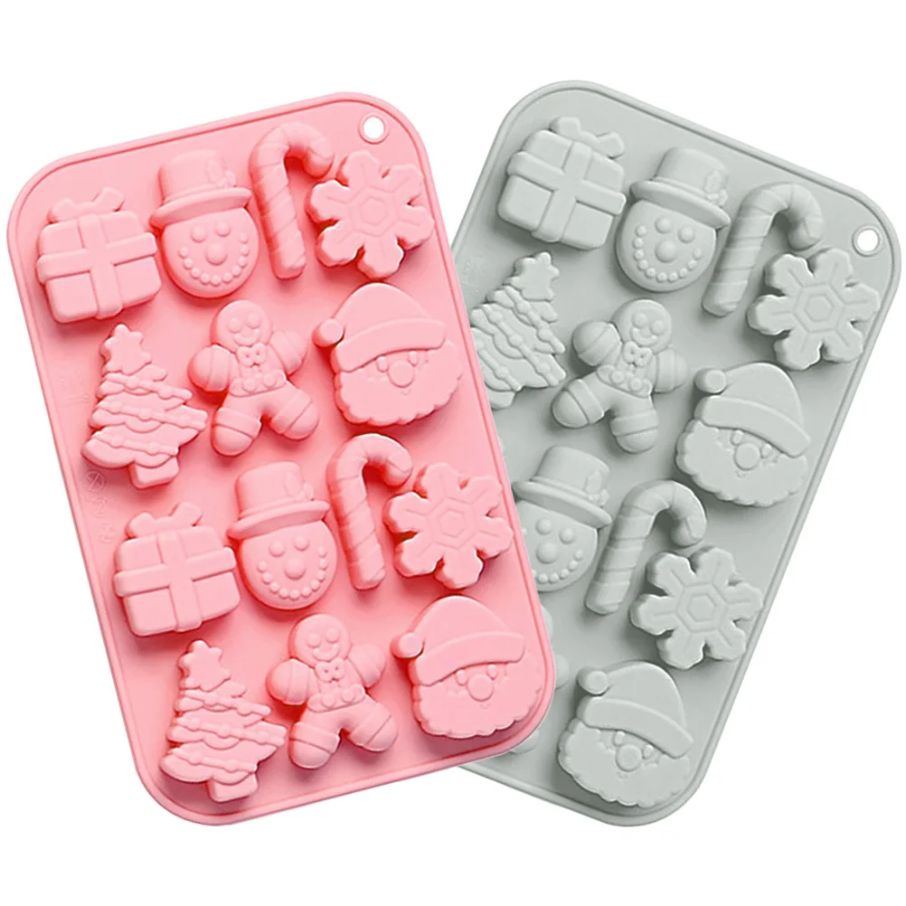 

2Pcs Christmas Christmas Silicone Mold Baking Chocolate Molds Silicone Cartoon Gray Pink DIY Tools Holiday
