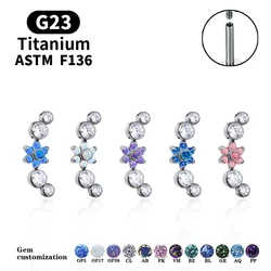 16G Implant Grade Titanium ASTM F136 Internal Thread Labret Stud Earrings Flower Helix Tragus Cartilage Piercing Body Jewlery