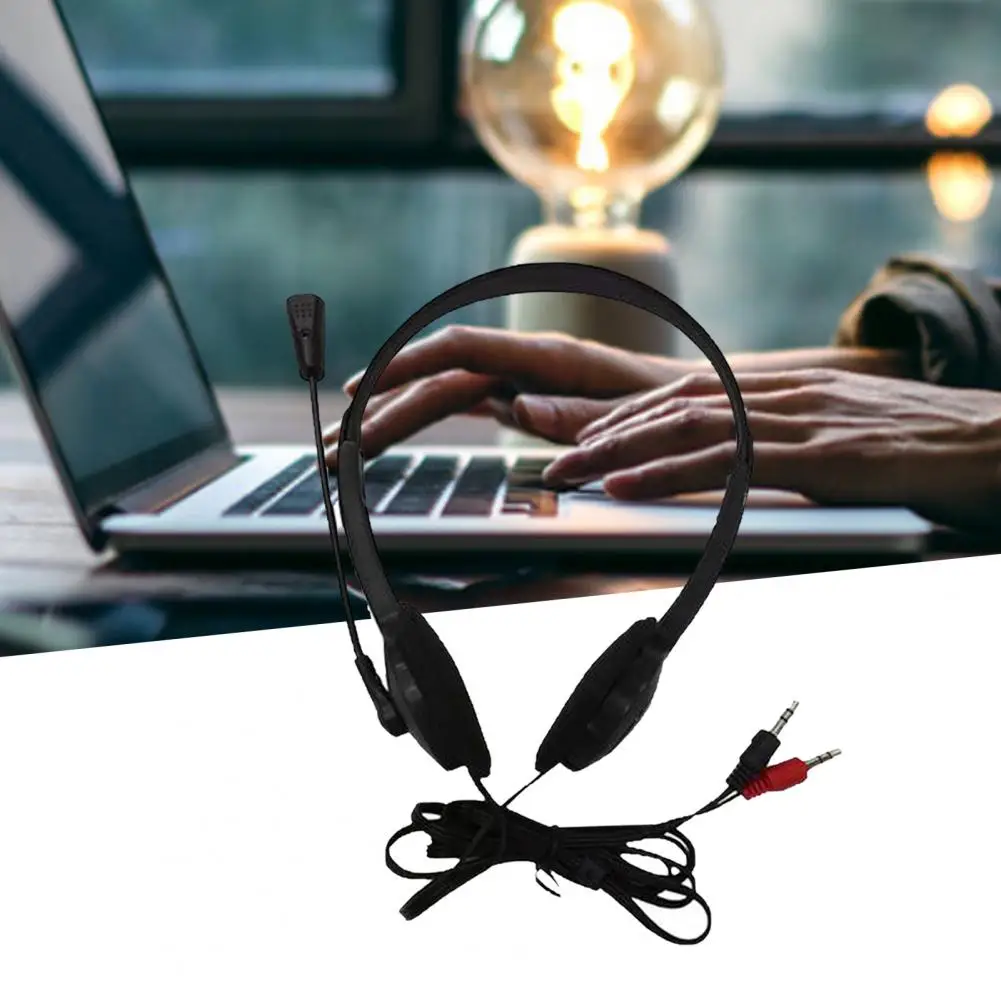 เฮดโฟนแบบมีสายคอมพิวเตอร์แล็ปท็อปขนาด3.5มม. พร้อมไมโครโฟนตัดเสียงรบกวนด้วยเครือข่ายการสอนชุดหูฟังการประชุมทางวิดีโอ