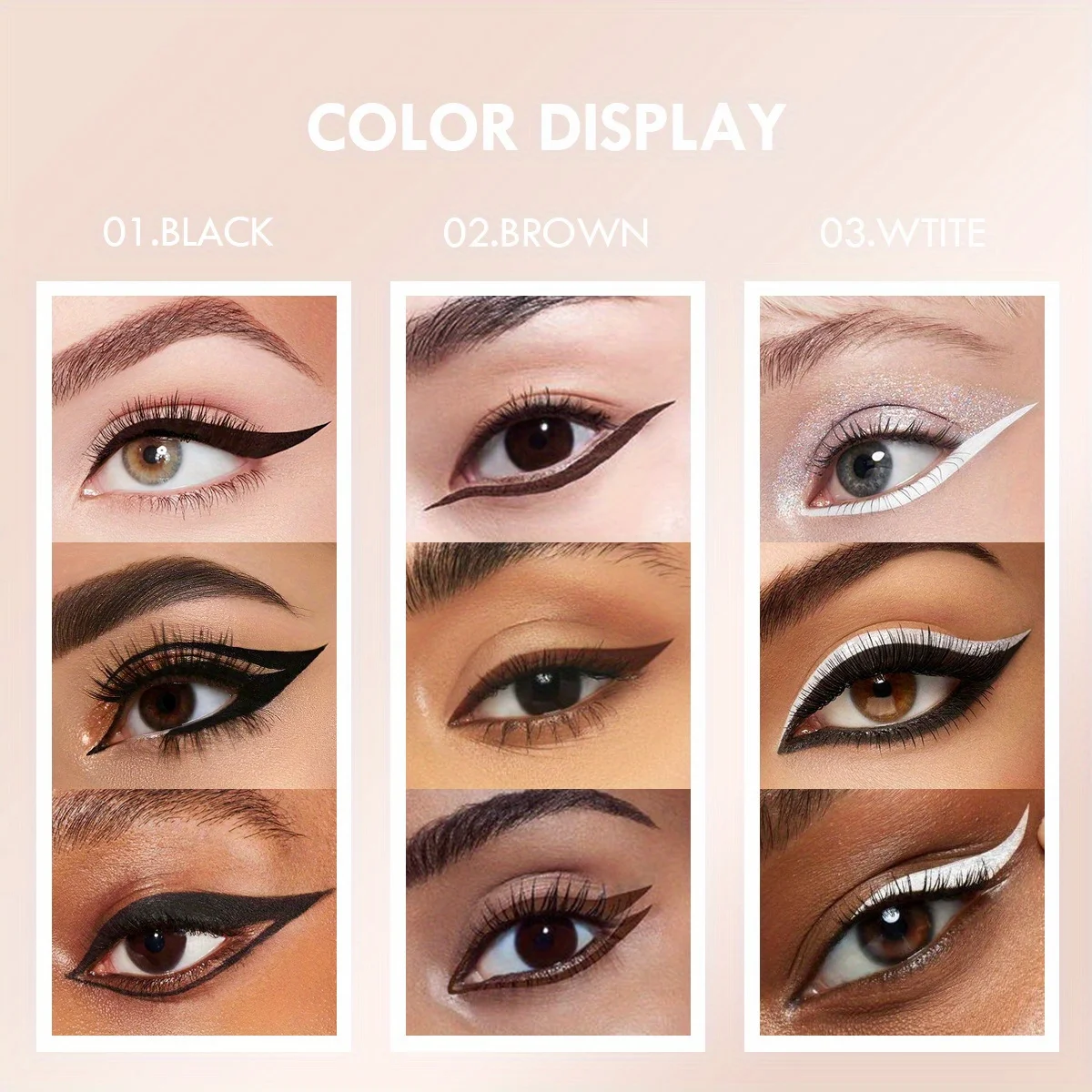 อายไลเนอร์ชนิดน้ำบางพิเศษกันน้ำแห้งเร็วอายไลเนอร์เนื้อเนียนนุ่มนานนานปากกาเขียนขนตาเครื่องสำอาง6สี