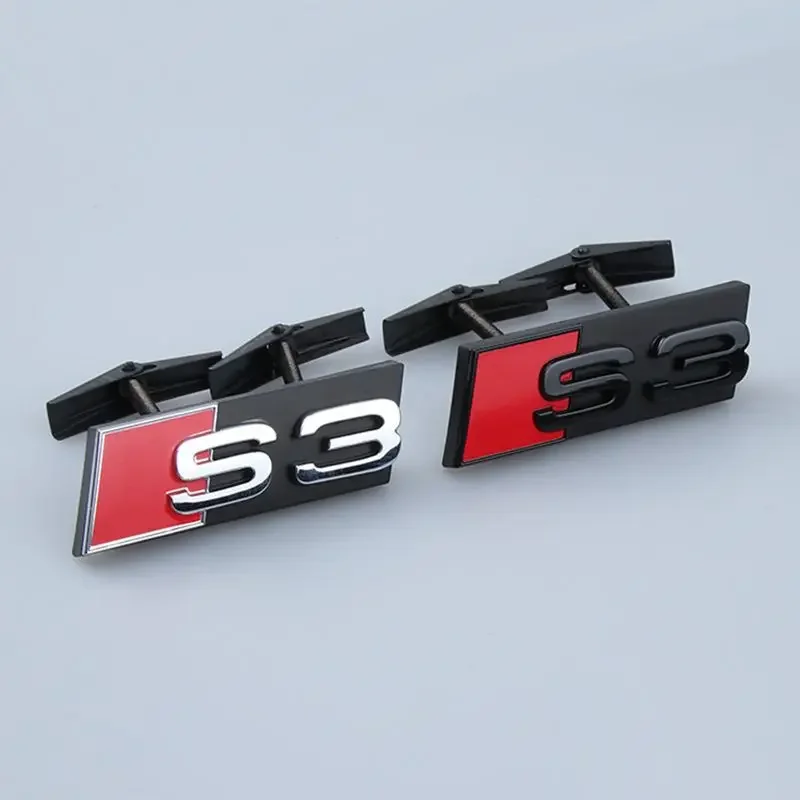 1pc ABS Car Front Grille Badge Logo Exterior Modification Accessories For Audi S4 S3 S5 S6 S7 S8 RSQ3 RSQ4 RSQ5 RSQ6 RSQ7 RSQ8