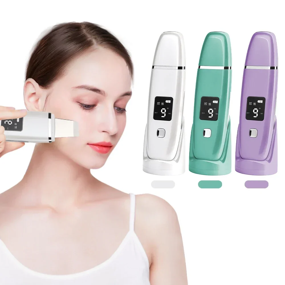 Ultrasonic Vibration Blackhead Remover Deep Cleansing Face Skin Scrubber Pore Cleaner Lifting Machine Facial Led Peeling Shovel