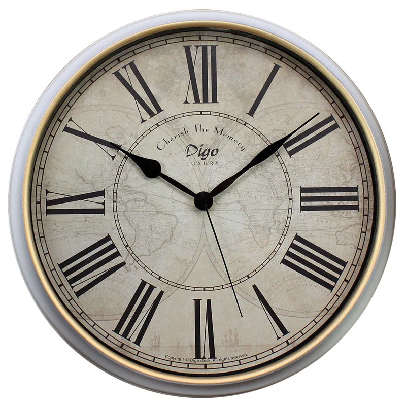 

Digo Wall Clock Metal Silent Non-Ticking Battery Quartz Retro Rome Digital Clocks 15 Inch Decor Table Dial For Bathroom