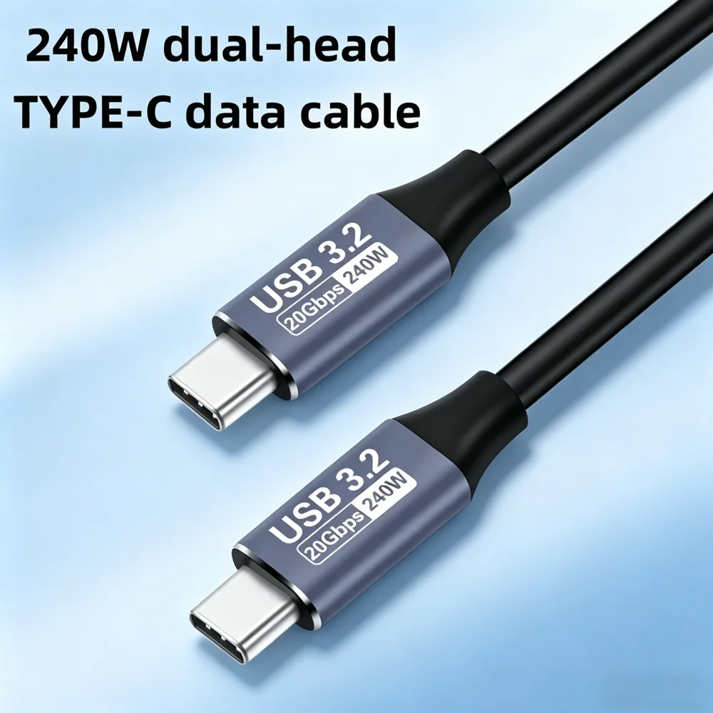 240W USB C to C 3.2 Gen2 Cable 20Gbps 48V 5A 4K 60Hz QC 3.0 Fast Charging Data Cord for MacBook Pro Samsung Xiaomi SSD Laptop