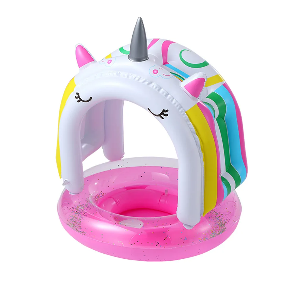 

New Design Baby Pool Float with Canopy Unicorn Inflatable Swimming Ring Infant Pool Swimming Pool Sunshade Toys