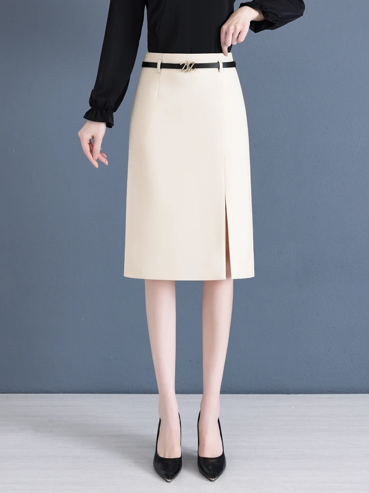 

Асимметричная юбка-миди с высокой талией, женская летняя юбка нового стиля в корейском стиле, облегающая деловая юбка-костюм из смесового полиэстера