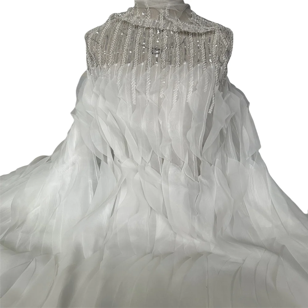 

African Sequins Tulle Lace Fabric for Women, French Luxury Beaded Net, Nigerian Wedding, High Quality, SYJ-1406282