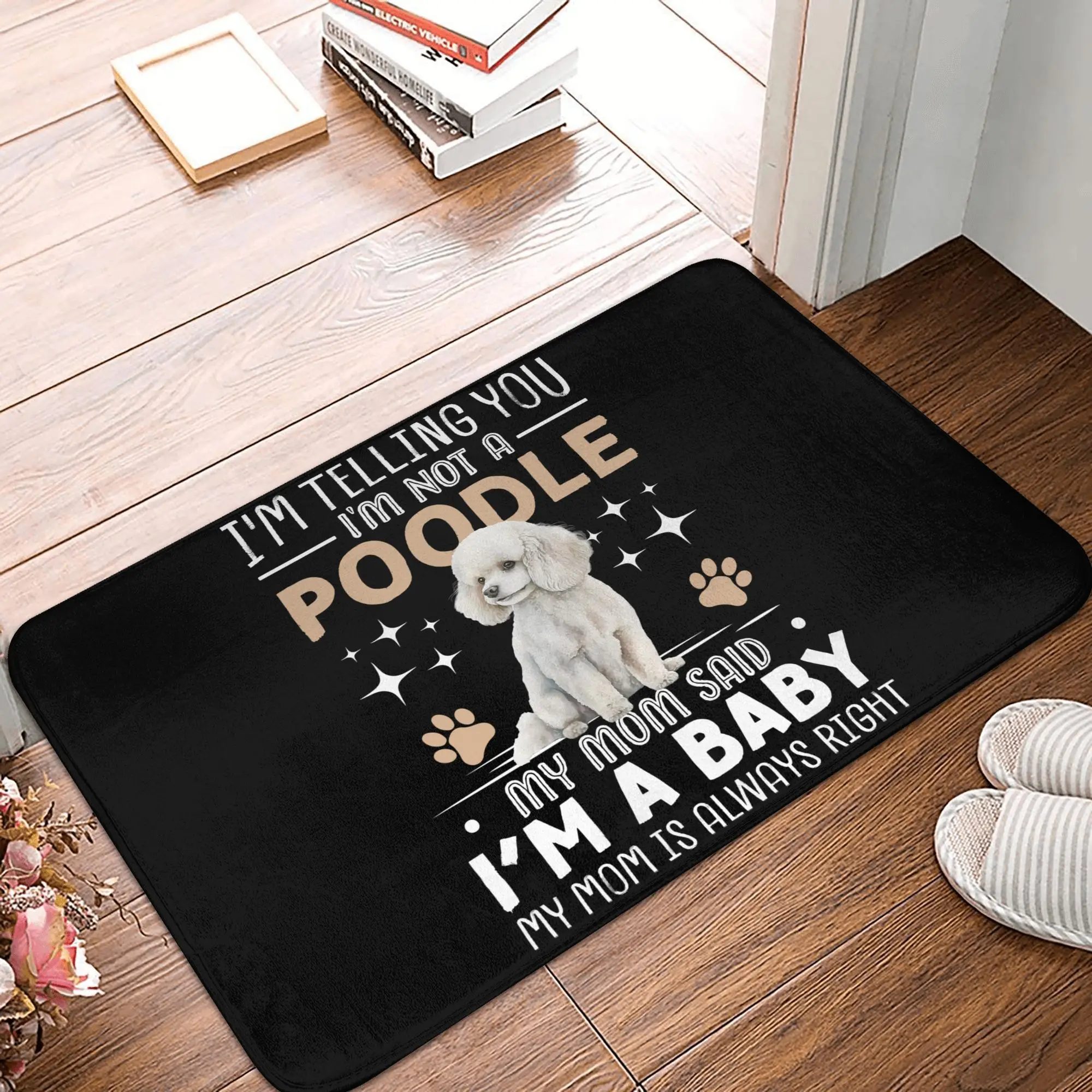 Cute Poodle Doormat Mat Anti-Slip Mom Dog Kitchen Bathroom Balcony Rug Carpet