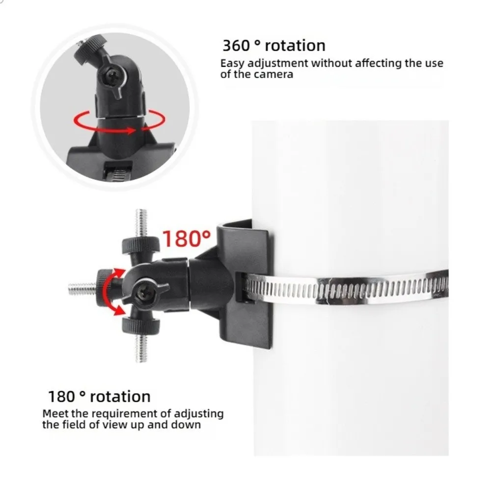 Plastic Camera Pole Mount Bracket Metal Clamp Adjustable Security Camera Holder Rust Resistant Universal for Arlo/Wyze/Eufy cam view 3
