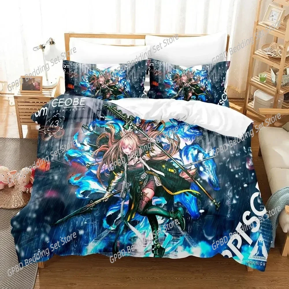 

3D Print Anime Game Arknights Bedding Set Duvet Cover Bed Set Quilt Cover Pillowcase Comforter king Queen Size Boys Adult