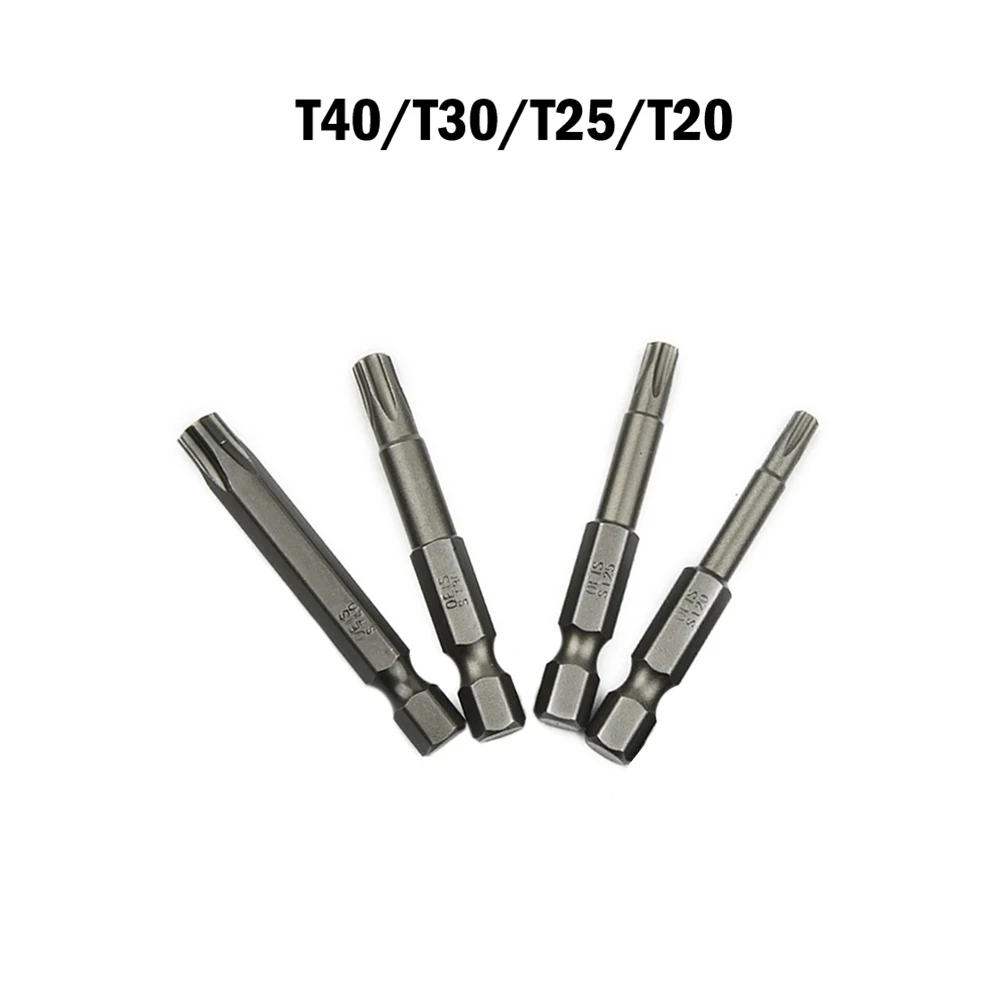 Embouts de tournevis Torx magnétiques en acier, tournevis électrique, outils à main hexagonaux, T20, T25, T30, T40, 1 po, 4 po, 50mm, 4 pièces