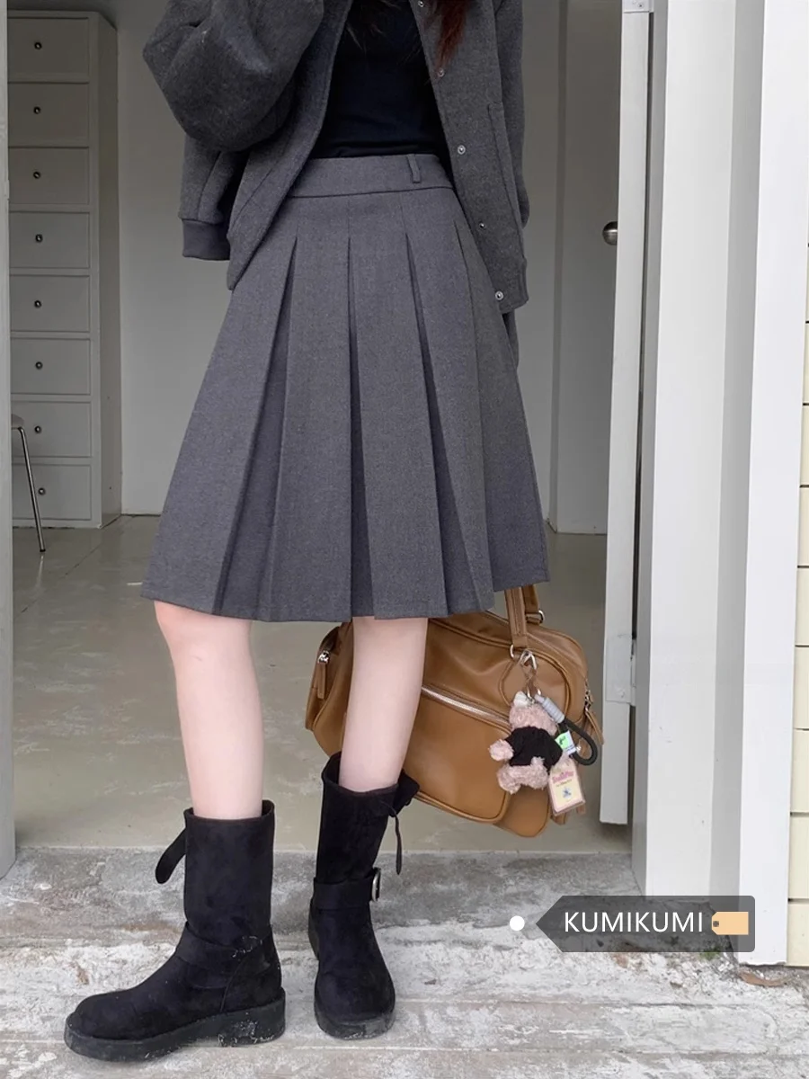 

ay A-Line Skirt Women's Summer New High Waist Slimming Anti-Light Folded Skirt Korean Sle Commute Pure Color
