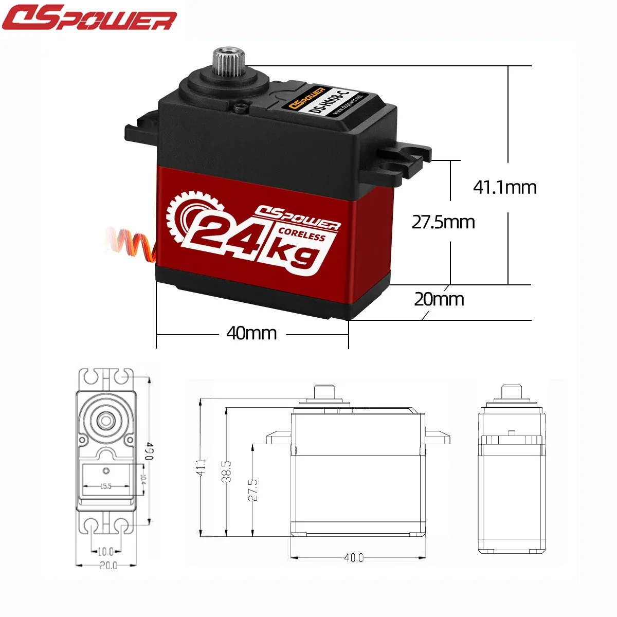 DSpower 24KG Coreless Borstelloze Metal Gear Waterdichte Digitale Servo's voor 1/8 1/10 RC Auto Crawler Robot Boot Vliegtuig TRX Speelgoed Onderdelen