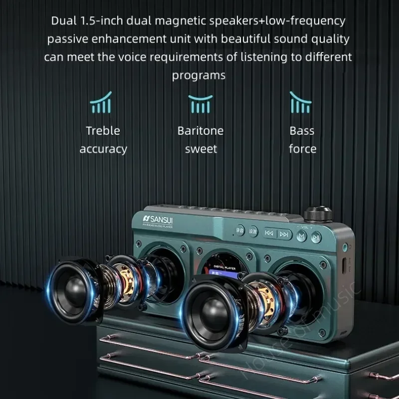 راديو محمول صغير F27 ، راديو FM ، ساعة LED ، عرض كلمات ، مكبر صوت بلوتوث ، جهاز Walkman MP3 مع سجل ، وظيفة تكرار AB ، HiFi