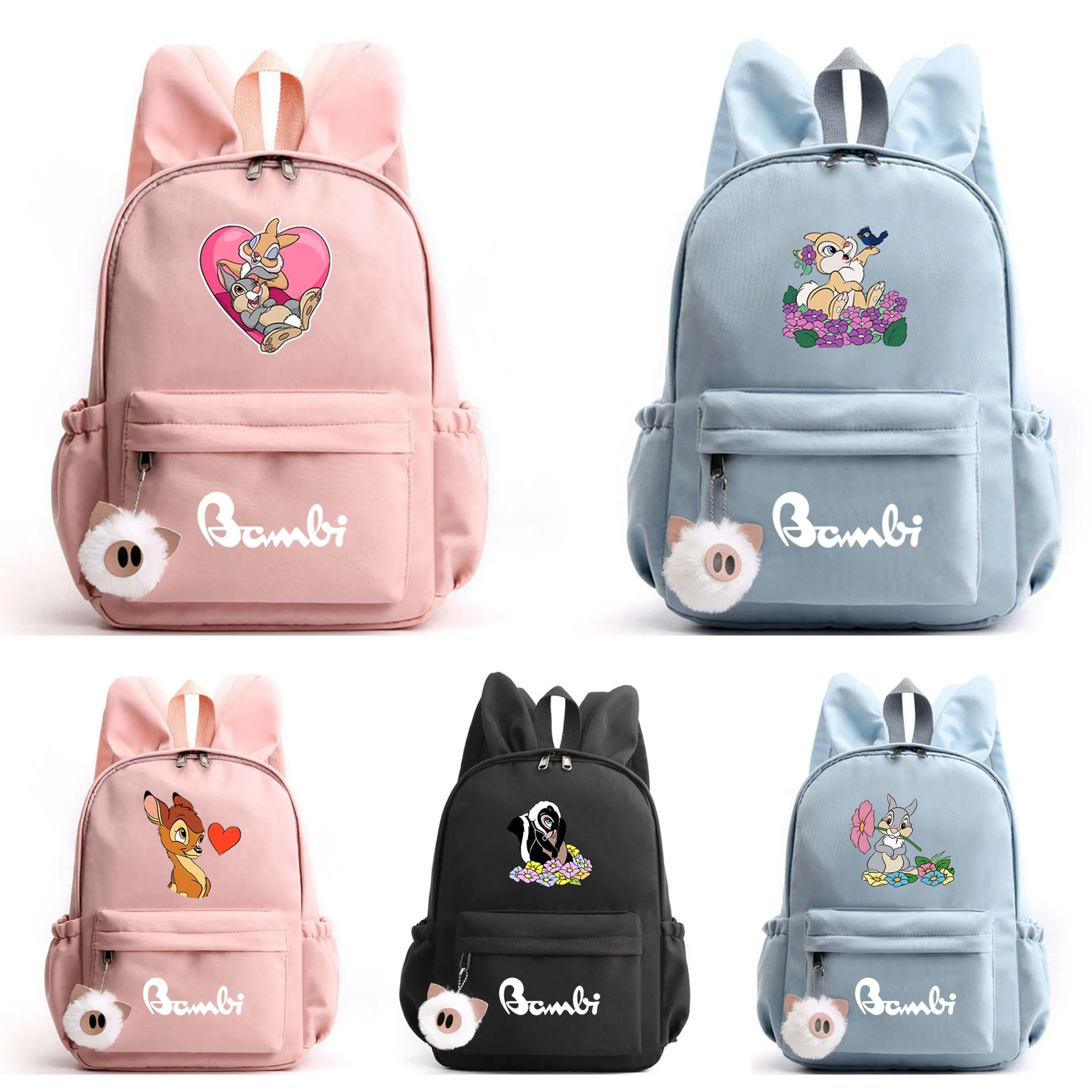 

Disney Bambi Backpack for Girls Boys Teenager Children Rabbit Ears Rucksack Casual School Bags Travel Backpacks Mochila