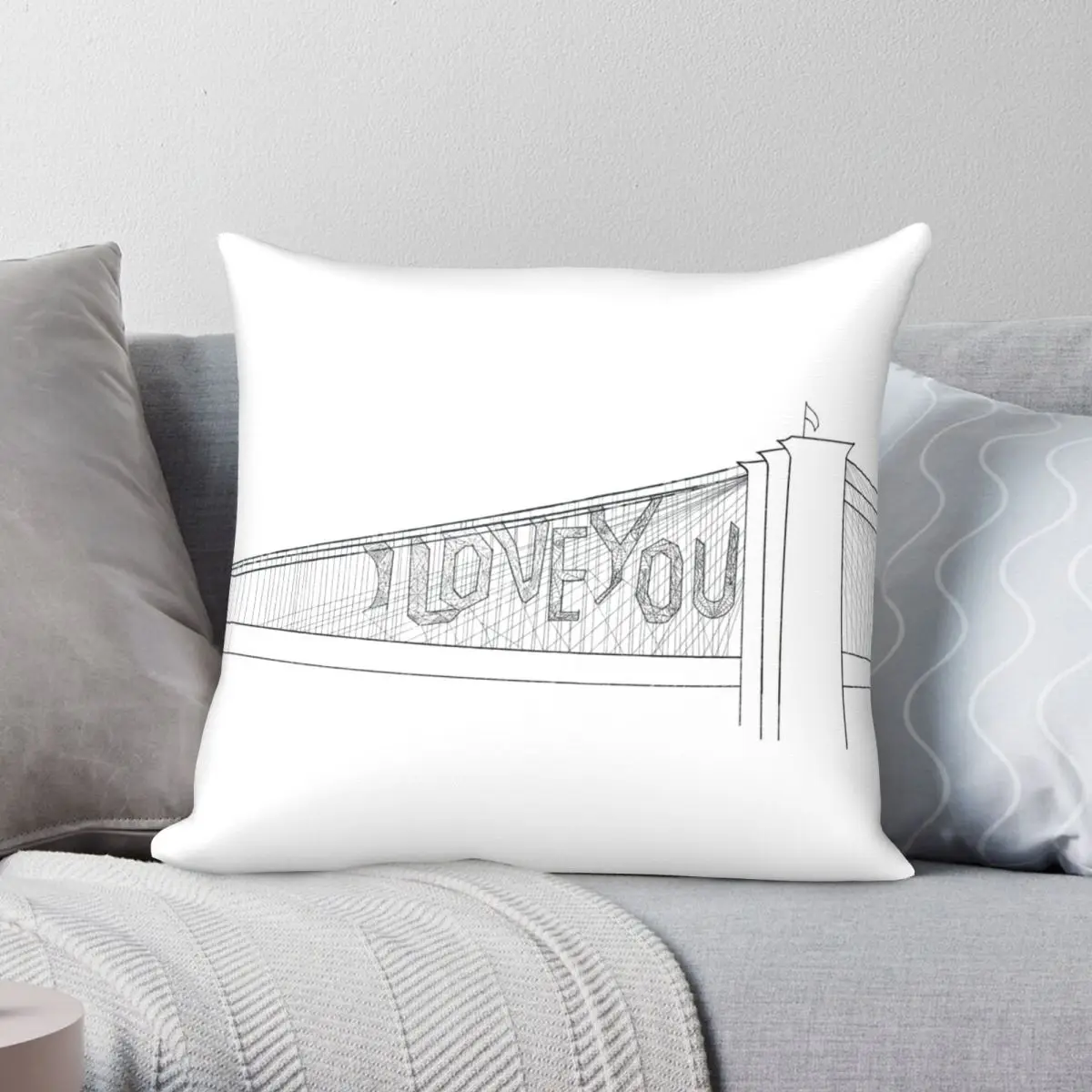 I Love You Bridge Pillowcase Polyester Linen Velvet Pattern Zip Decor Pillow Case Sofa Seater Cushion Cover