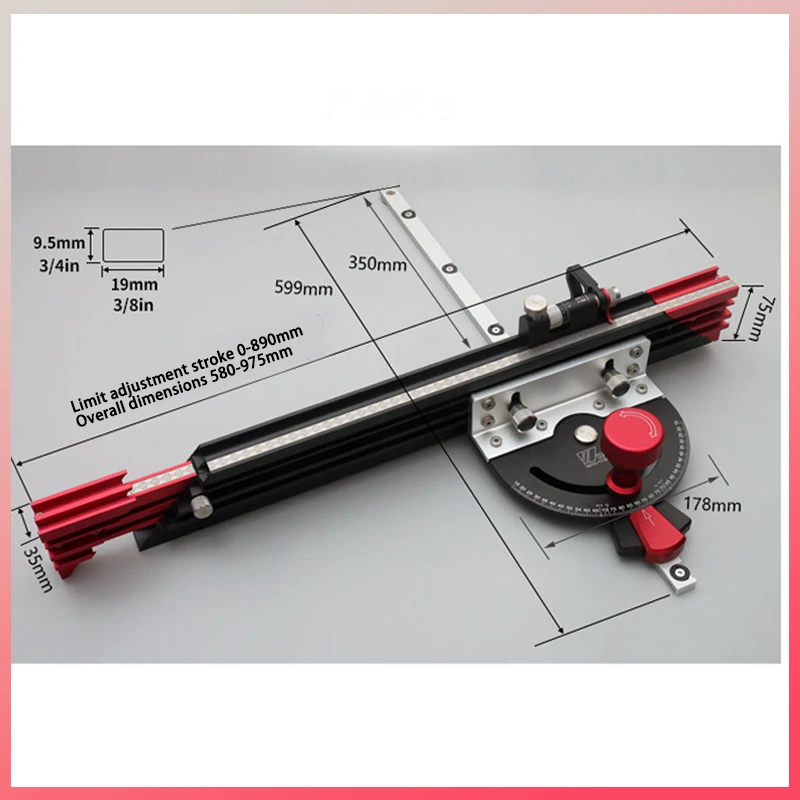 Miter Gauge Extend Fence Adjustable Angle Table Saw Router Push Ruler for Woodworking bench Tabl esaw Circular Saw Trim Tool