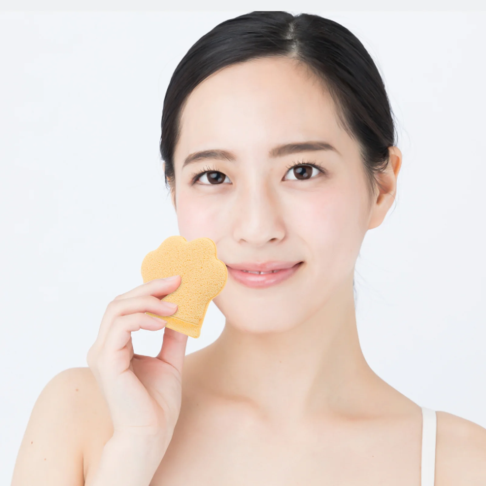 Éponge réutilisable pour patte de chat, pour nettoyage doux du visage, démaquillant, tampons exfoliants doux, adaptés à tous les Types de peau, jaune