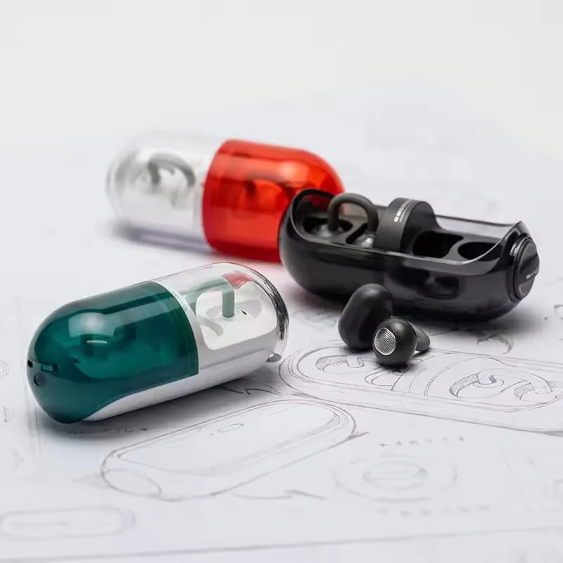 سماعات أذن لاسلكية من Moondrop Pill سماعات أذن مفتوحة مزودة بتقنية البلوتوث 6.0 OWS سماعات معلقة IPX4 مشبك أذن مفتوح مدمج AI ENC