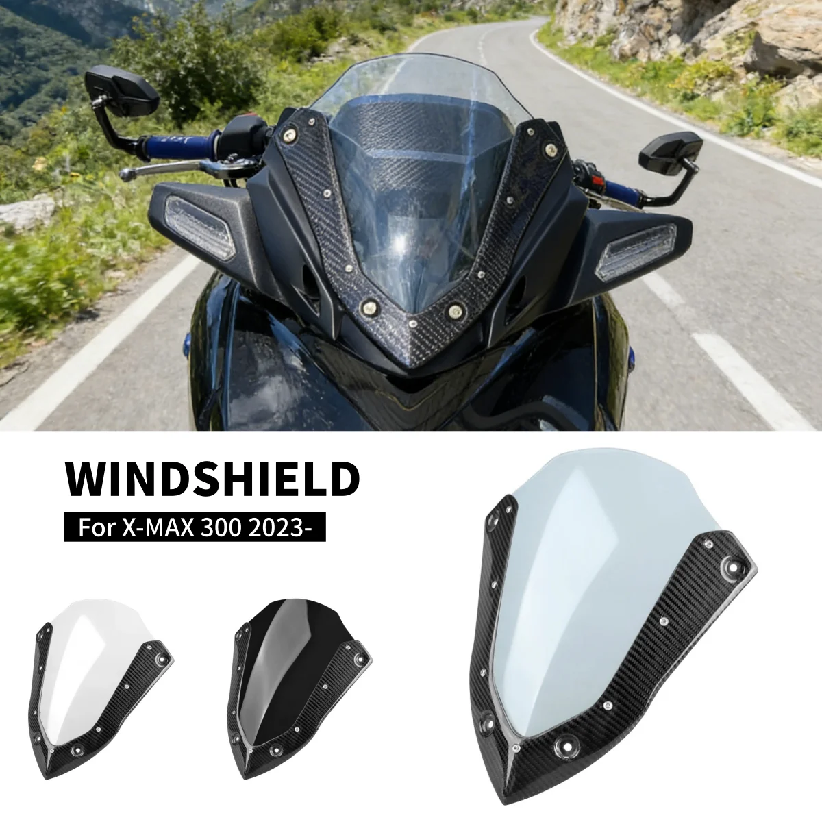 

2023 2024 Motorcycle Sports Windshield Windscreen Fairing Screen Wind Deflector For YAMAHA X-MAX300 XMAX300 X-MAX 300 XMAX 300
