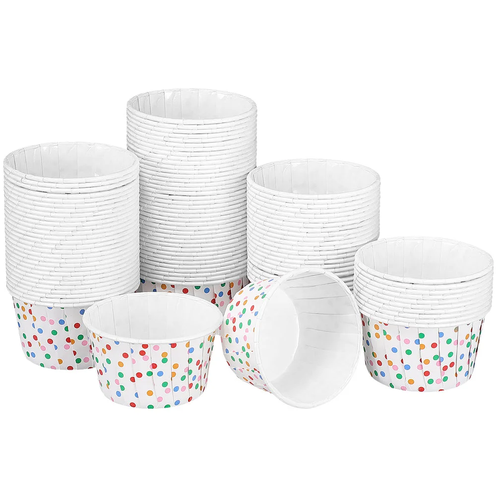 200 Pcs Roll Up Cake Cups Boxes Paper Baking Liners for Cupcake Muffin Mini Dessert Bowls